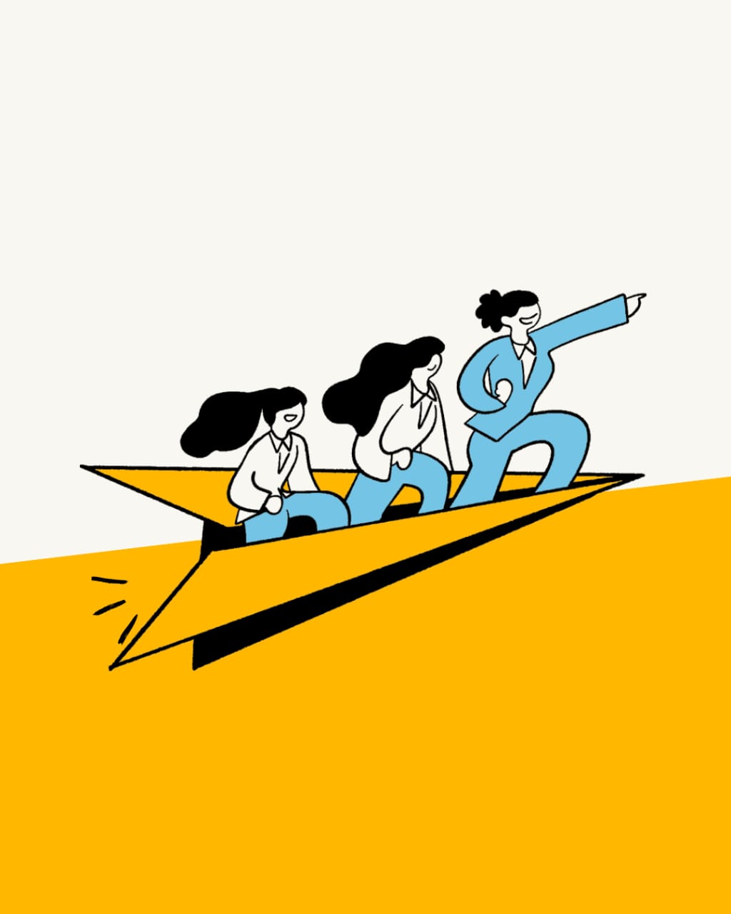 Team members on a paper plane - Join our team